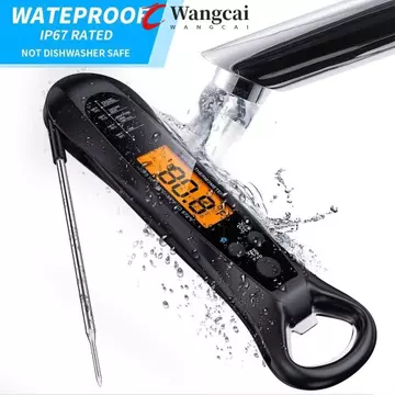 Nhiệt kế kỹ thuật số WANCGAI, Nhiệt kế thực phẩm điện tử 2 trong 1 có đèn nền, Tiết kiệm năng lượng Chống nước cấp thực phẩm Đọc tức thì Nhiệt kế thịt chuyên nghiệp Nấu ăn