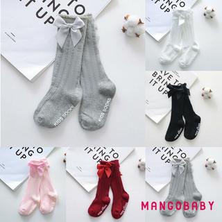 MG-Girls 'Ống Tất Màu Nơ In Chữ Thời Trang Thoáng Khí Ấm Áp Vớ