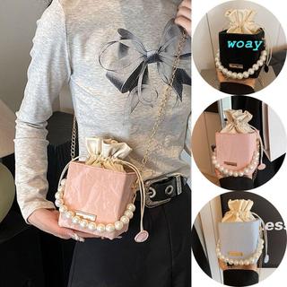 Túi đeo chéo đeo vai WOAY, Túi xách dây chuyền thời trang cổ điển bằng da PU, Quà tặng Túi xách dây rút phù hợp Túi thắt lưng Túi xách nữ
