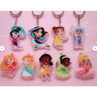 Móc khoá Keychains Disney Princesses Acrylic Charms Cute Gifts Heroines Ariel Rapunzel Belle Cinderella Snow White Anna