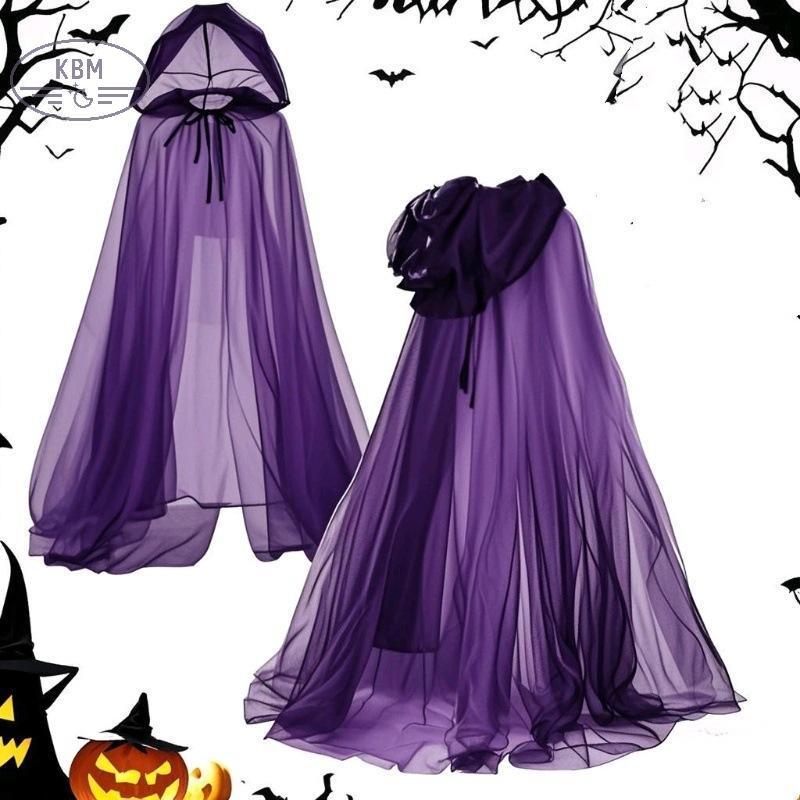 KBM Áo Khoác Áo Trang Phục Halloween Ma Cosplay Trang Phục Áo Choàng Người Lớn Full Dài Sheer Cape Với Quá Khổ Cho Người Lớn FSSG