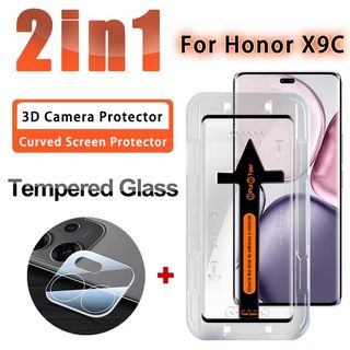 Phim kính cường lực 2 TRONG 1 Honor X9C Phim cong cho Honor X9C X9B X9A 200 100 90 70 60 50 Pro Plus Magic 8 7 6 Pro Lite Bảo vệ ống kính phim 3D & Bảo vệ màn hình Dễ dàng cài đặt