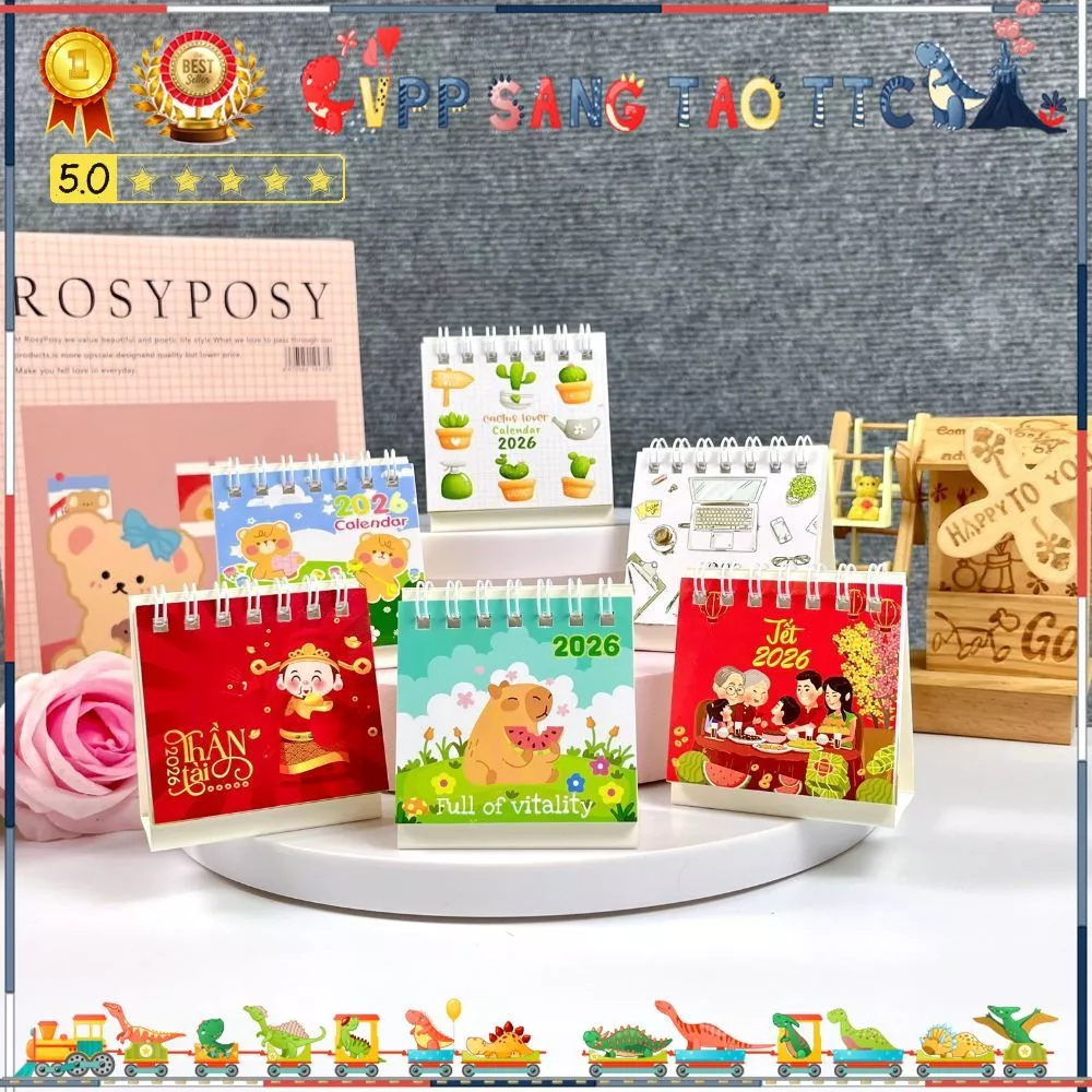 Lịch 2026 Để Bàn Mini 6.5x7 Cm, Có Ngày Âm Lịch Và Ghi Chú Các Ngày Lễ, Thiết Kế Nhỏ Gọn, In Độc Quy