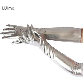LUImo Nữ Sáng Bóng Găng Tay Dài Da Ướt Nhìn Cao Su Trang Phục Tiệc SBS