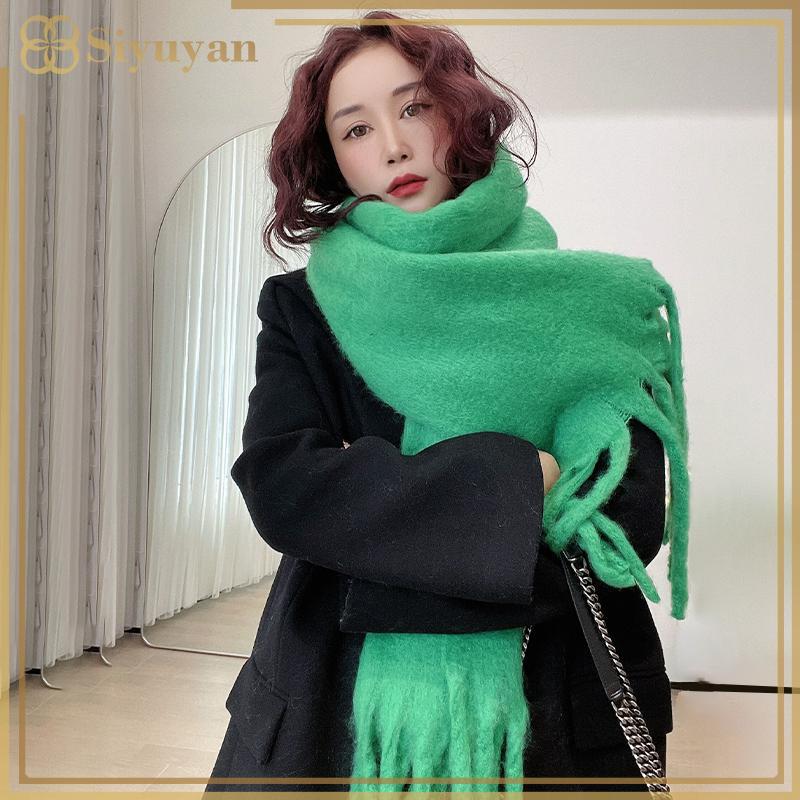 Siyuyan Khăn Choàng Giả Cashmere Dày Kẻ Sọc Màu, Phong Cách Hàn Quốc, Ấm Lành Mùa Đông