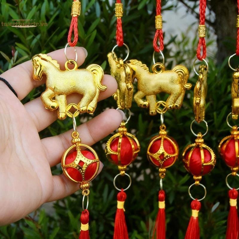 TRTR 6 Chiếc Trung Quốc Năm Mới Đèn Lồng Mặt Dây Chuyền Trang Trí May Mắn 2026 Năm Ngựa Treo Tường Xe Trang Trí Tân Gia Quà Tặng VN