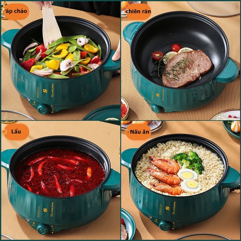 🔥Nồi Lẩu Điện 28cm Nút Cơ, Nồi Nấu Mì 2 Tầng Kèm Giá Hấp Cao Cấp, Ăn Lẩu, Ăn Mỳ Siêu Tiện