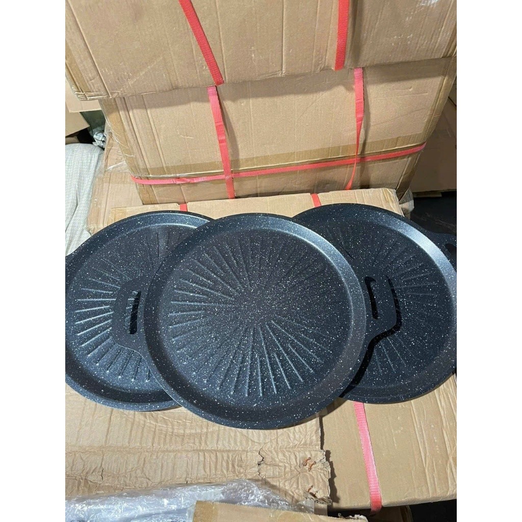 Chảo nướng vân đá chống dính 34cm, chảo dùng được cho bếp từ bếp ga bếp cồn, bếp từ (CHẢO VÂN)