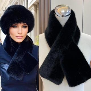LUImo Nữ Mùa Đông Ấm Áp Làm Dày Cổ Chữ Thập Khăn Màu Trơn Giả Lạnh Khăn Thời Trang Mềm Lông Cổ Ấm Hơn SBS