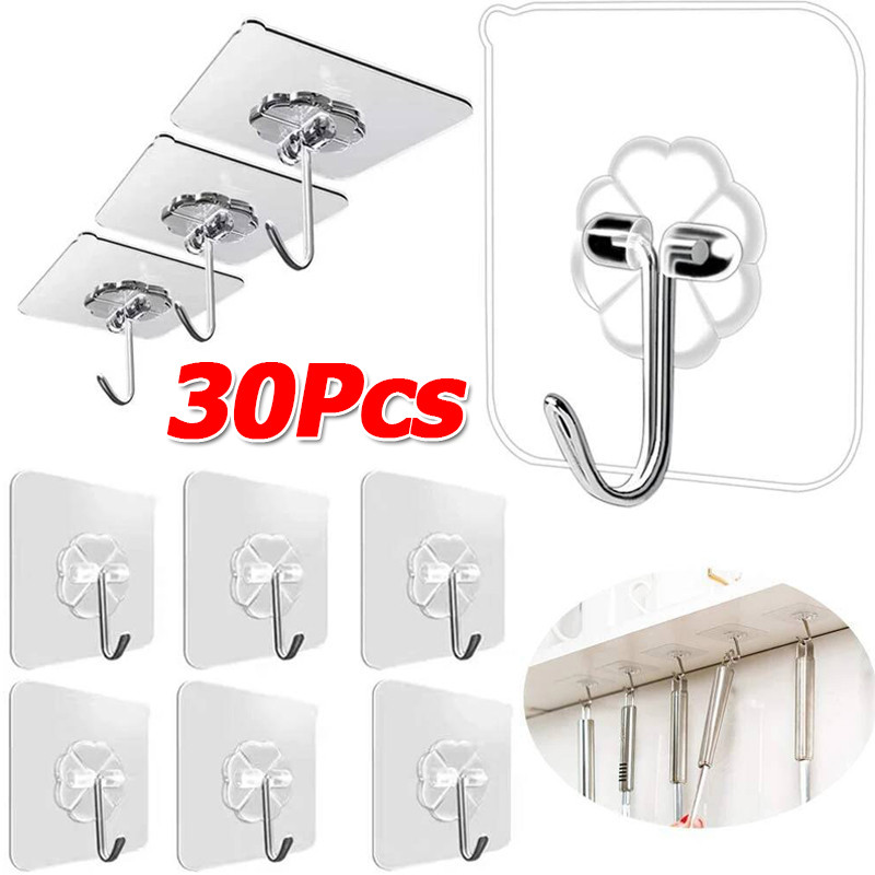 10 / 20 / 30 Miếng Dán Móc Treo Tường Chống Thấm Nước / Giá Treo Chịu Lực Mạnh / Móc Treo Tường Tự Dính Không Dấu Vết