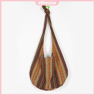 Túi Đeo Vai Sọc Vải Nữ Dân Tộc Boho Túi Đeo Ngang Ví Hippie Túi Đi Làm Mua Sắm Du Lịch [sthouse.vn]