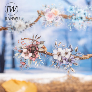 JIANWU 50mm * 200cm Mùa Đông Hoa Dòng Vintage Bông Tuyết Phong Cảnh Chất Liệu Cắt Băng PET Tạp Chí Sáng Tạo Văn Phòng Phẩm