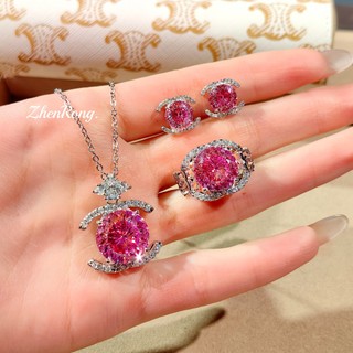 Trang sức phong cách châu Âu mới, thiết kế Double C, cắt zircon cao cấp