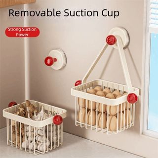 Giỏ đựng đồ nhà bếp treo MEGOCE, Giỏ đựng đồ nhà bếp bằng thép Carbon dung tích lớn, Tiết kiệm không gian Thiết kế lưới đa chức năng Giỏ đựng đồ treo tường Đồ ăn nhà bếp