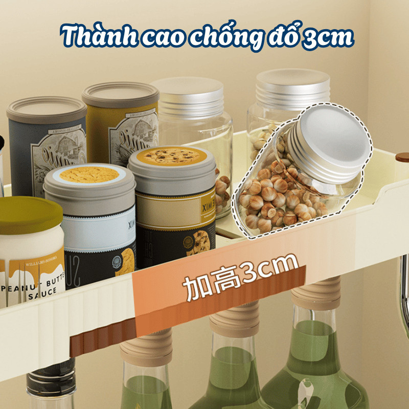 Kệ để gia vị bếp 2 tầng đa năng DinoHome, Kệ đựng đồ nhà bếp chất liệu inox chống gỉ, chịu lực tốt