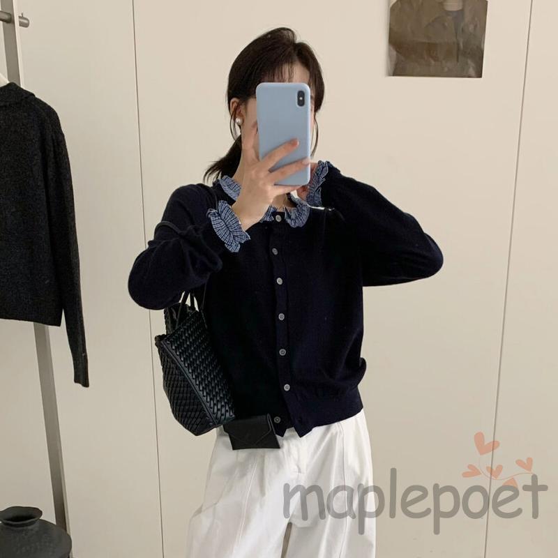 MAPLEPOET-Áo len dệt kim dài tay thời trang dành cho nữ