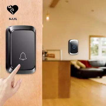 Chuông cửa không dây SJJL, Chuông cửa thông minh 5 âm lượng chống nước, Đèn LED âm lượng có thể điều chỉnh Phạm vi 300M Bộ chuông cửa 60 chuông Sử dụng ngoài trời trong nhà