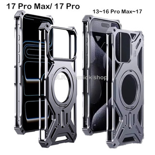 [JLK] Ốp Điện Thoại Kim Loại Đế Từ Tính Cho iPhone 17 16 15 Plus 14 13 Pro Max Rỗng Sang Trọng Hợp Kim Nhôm Điện Thoại Chống Sốc