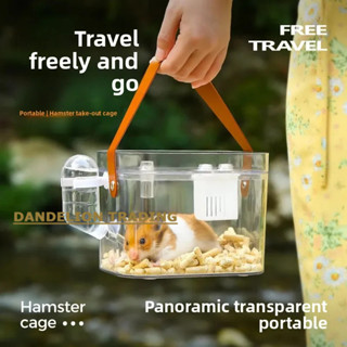 [DANDELION] Du Lịch Động Vật Nhỏ Chuột Lang Lồng Tàu Sân Bay Cho Hamster HedgehoceStorage Bình Nước 360° Hộp đựng hộp thoáng khí trong suốt