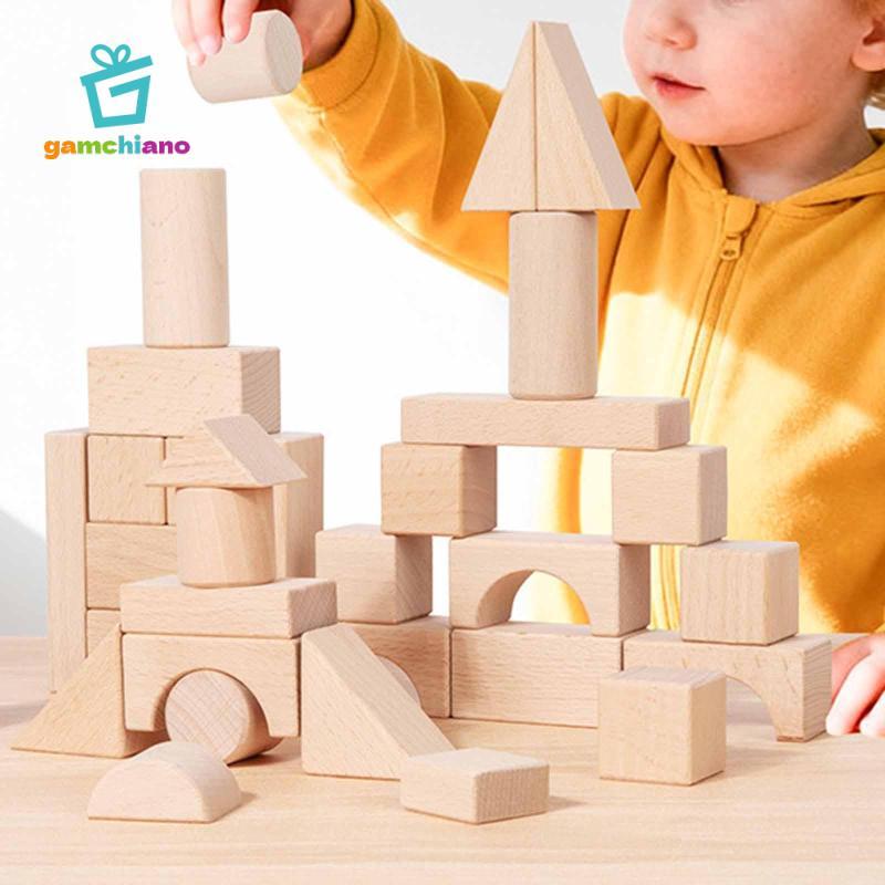 Gamchiano Gỗ Khối Xây Dựng Nhận Dạng Cho Trẻ Em Mầm Non Cha Mẹ Trò Chơi Trẻ Em Quà Tặng DIY Giáo Dục Sớm Đồ Chơi Xếp Chồng Khối Đồ Chơi Cảm Giác
