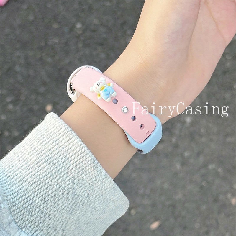 Dây đeo đồng hồ silicon hình chó dễ thương cho Xiaomi Mi Band 8 9 10 Dây đeo phiên bản gốm cho Mi Band 7 Pro 6 5 4 3 nfc Dây đeo cổ tay
