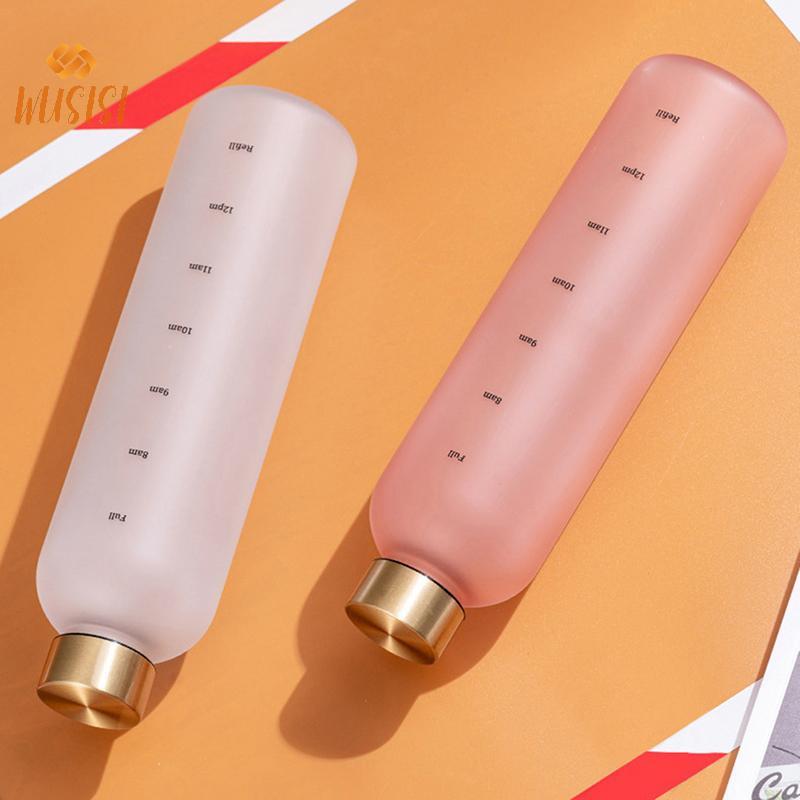 [WUSISI] Bình Nước 1L Có Dấu Thời Gian 32 OZ Thể Dục Thể Thao Du Lịch Ngoài Trời Di Động Chống Rò Rỉ Đồ Uống Không Chứa BPA Chai Nước Mờ MỚI