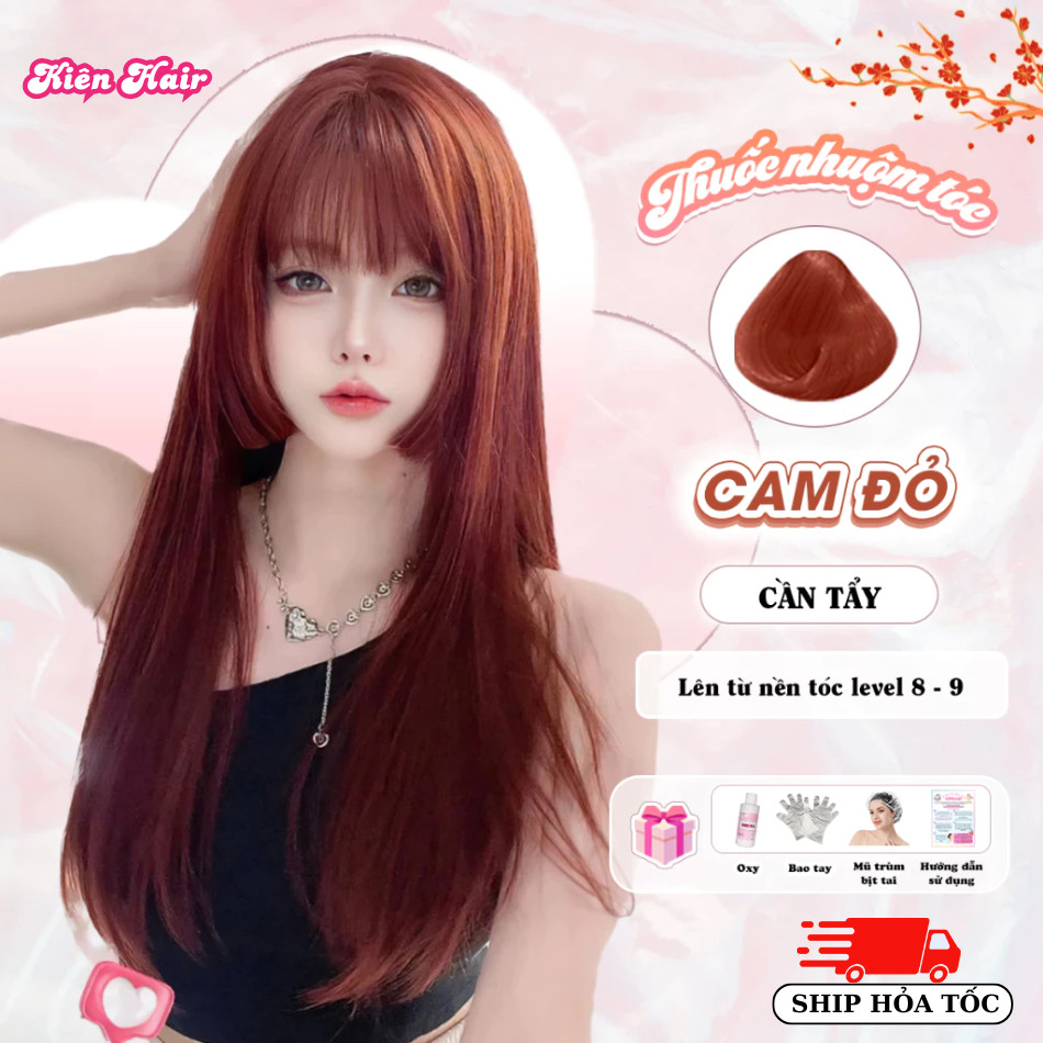 Thuốc nhuộm Tóc Cam Đỏ, tặng kèm oxy trợ dưỡng và bao tay | Trunghair