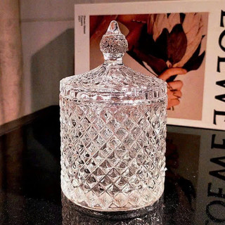 Hũ Thủy Tinh Kim Cương Mứt Có Nắp TG1030-2.5 - Hũ Thủy Tinh Trang Trí Decor Phong Cách Hoàng Gia Châu Âu