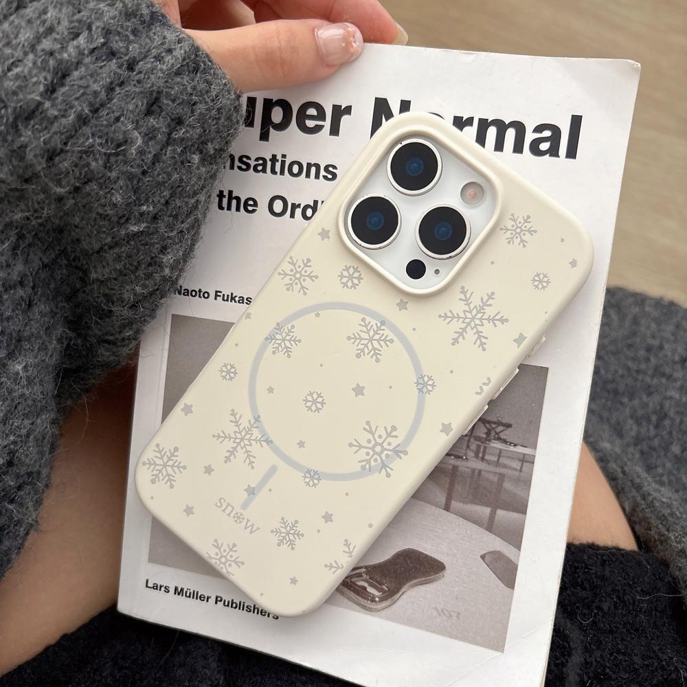 Ốp lưng TPU Tương thích với iPhone 13 14 14Pro 14ProMax 15 15Pro 15ProMax 16 16Pro 16ProMax 17 17Pro 17ProMax Vỏ nam châm họa tiết bông tuyết