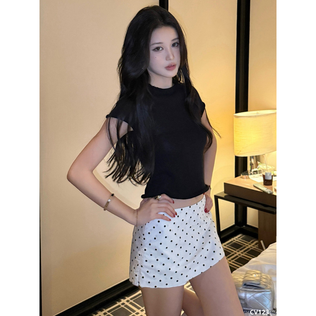 Dottie Skirt - Chân Váy Chấm Bi Chữ A Nữ - Kèm Quần Bảo Hộ - Dễ Phối Đồ - Phù Hợp Mùa Hè Mùa Thu_CV123