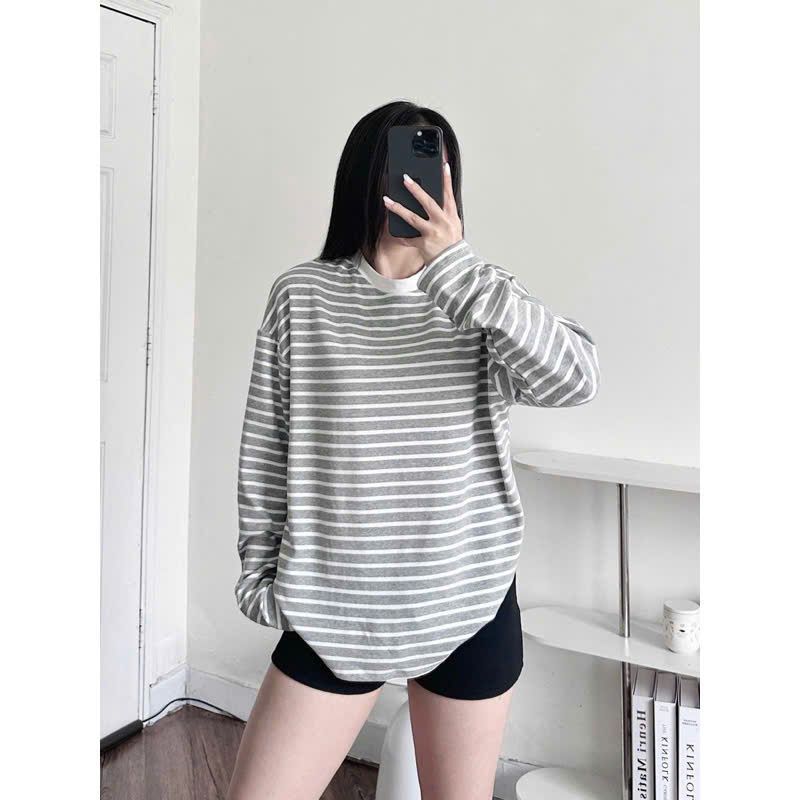ÁO THUN DÀI TAY KẺ SỌC NGANG MẶC BỐN MÙA BIGSIZE 70KG