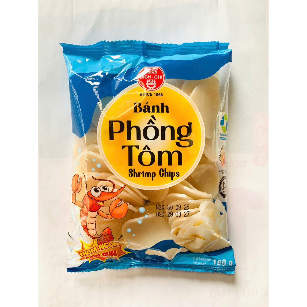 Bánh phồng tôm Bích Chi 180g và 90g/ gói - thơm ngon, giòn tan, hương vị đậm đà