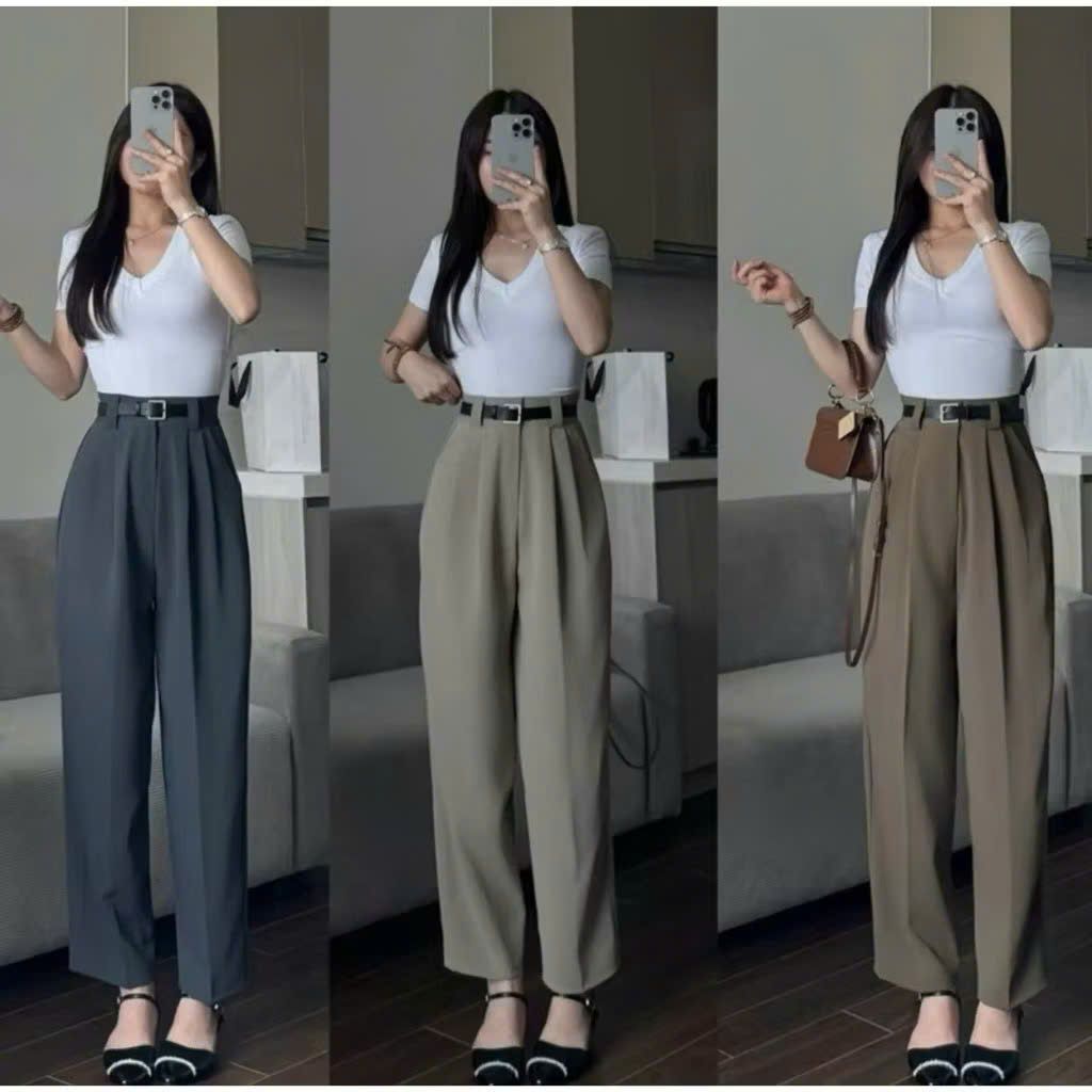 Quần công sở baggy thụng túi chéo vải gold nhật cao cấp , lưng cao cạp cao phong cách hàn quốc Q01