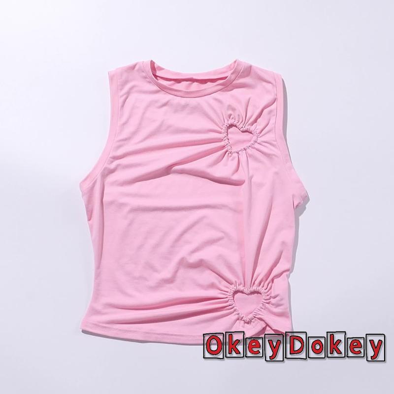 Áovest croptop mùa hè dành cho nữ, thiết kế slim fit với hoạ tiết trái tim