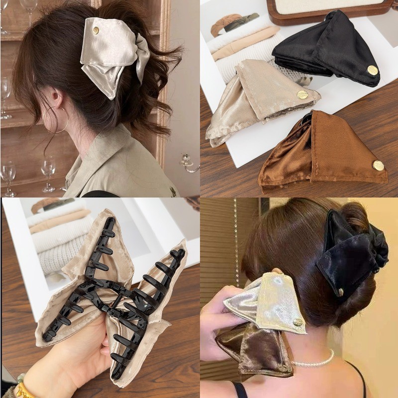 [GiuDuu] Kẹp tóc tam giác satin shell – Phụ kiện thời trang theo phong cách INS Hàn Quốc và Y2K ngọt ngào