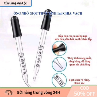 【vạn】Ống Hút Nhỏ Giọt Thủy Tinh 1ml Đầu Thẳng / Cong Kèm Bóp Cao Su Hút Tinh Dầu