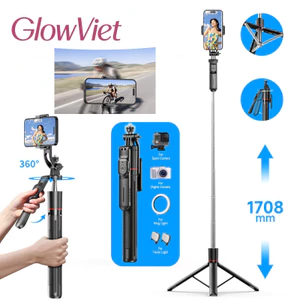 Gậy Selfie 3 Chân 1m7 - Bluetooth Từ Xa, Xoay 360° Linh Hoạt, Thiết Kế Gấp Gọn & Chống Trượt