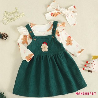 MG-Baby Bé Gái Trang Phục Giáng Sinh Ông Già Noel / Gingerbread In Áo Liền Quần Dài Tay Và Suspender Đầm Băng Đô Bộ