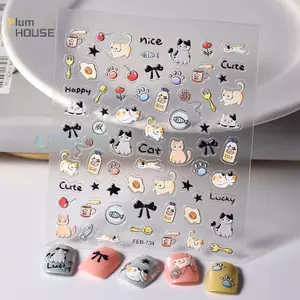 PlumHOUSE 5D Nổi Hoạt Hình Dễ Thương Paw Cá Thiết Kế Móng Tay Nghệ Thuật Miếng Dán Đề Can Tự Dính Cung Cấp Cho Nữ Và Bé Gái VN