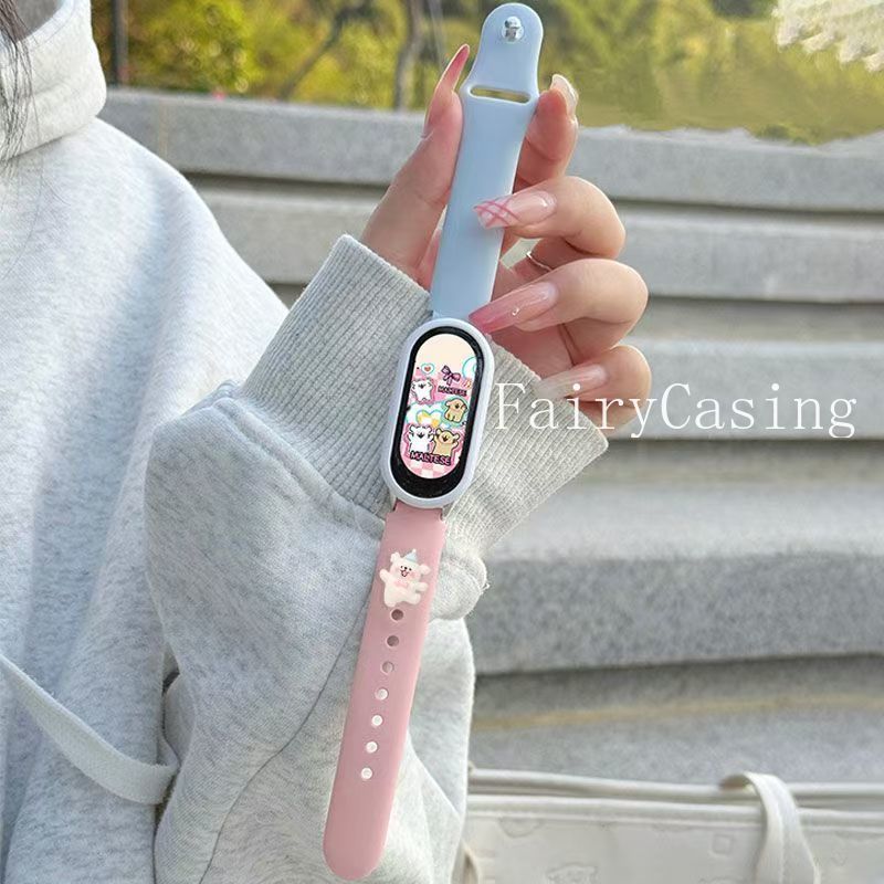 Dây đeo đồng hồ silicon hình chó dễ thương cho Xiaomi Mi Band 8 9 10 Dây đeo phiên bản gốm cho Mi Band 7 Pro 6 5 4 3 nfc Dây đeo cổ tay