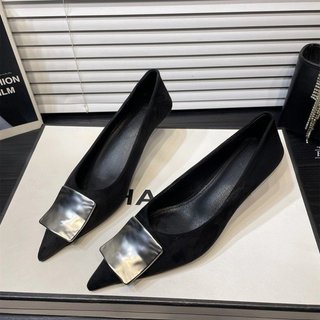 Giày Cao Gót Nữ Mũi Nhọn Gót Chân Slip-On Nông Miệng 34-41