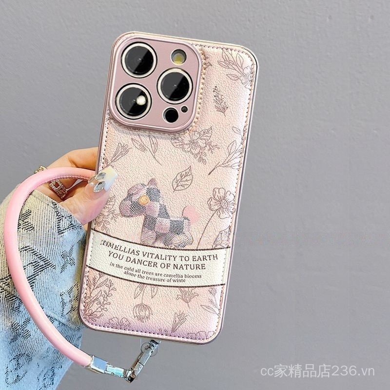 Retro Pony Thích Hợp Cho iPhone 17 Vỏ Điện Thoại ins Style 16 Phong Cách Mới 15promax Dây Da 14 Bao Gồm Tất Cả Đệm Không Khí