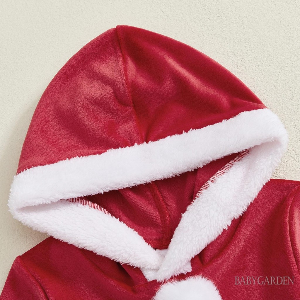 0-5 Tuổi Bé Trai Ông Già Noel Trang Phục Dài Tay Có Mũ Trùm Đầu Có Quần Bộ Giáng Sinh