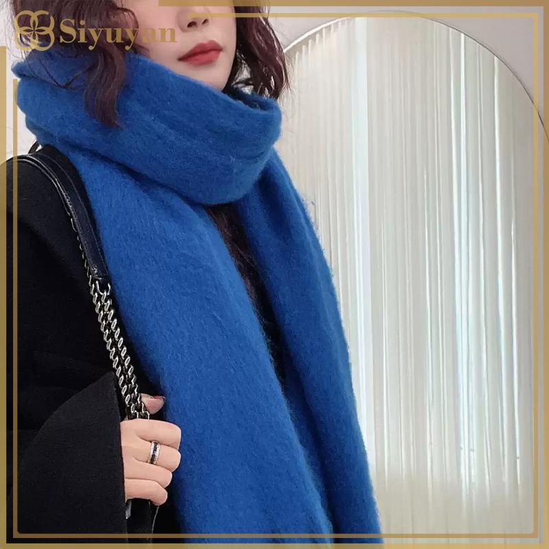 Siyuyan Khăn Choàng Giả Cashmere Dày Kẻ Sọc Màu, Phong Cách Hàn Quốc, Ấm Lành Mùa Đông