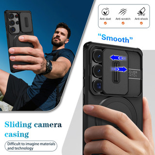 Dành Cho Samsung Galaxy S25 Ultra / S24 Ultra Ốp điện thoại Có Trượt Camera Cover Từ Mặt Sau Chân Đế Chống Sốc Mỏng Bao