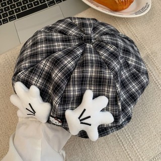 Mũ Beret hoa vải Kitty dễ thương nữ - Kiểu Hàn Quốc, làm khuôn mặt nhỏ, mũ bát giác họa sĩ, dịu dàng dễ phối hợp