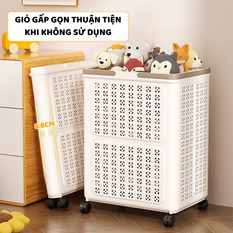 Giỏ Nhựa Gấp Gọn Đựng Đồ Chơi ENODA HOME, Giỏ Đựng Đồ Chơi Cho Bé 3 Kích Thước Có Bánh Xe Tiện Lợi Q460