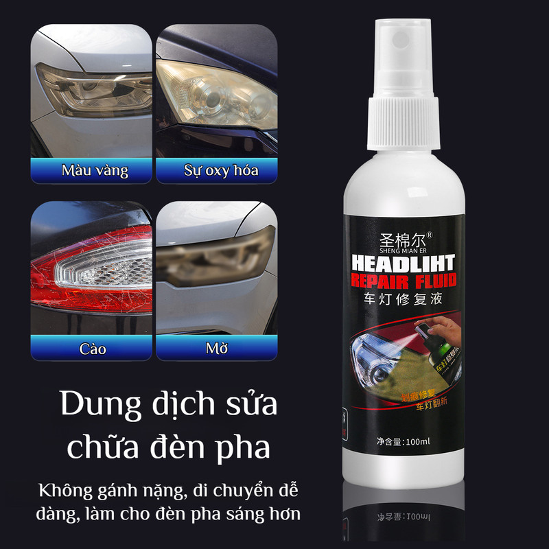 🔥SALE SỐC🔥 Dung dịch sửa chữa đèn pha ô tô, đánh bóng chống trầy xước và ố vàng, dung dịch sửa chữa chống trầy xước/Dung dịch sửa chữa đèn pha acrylic trong suốt/dung dịch tẩy ố đèn pha/bộ đánh bóng đèn pha ô tô