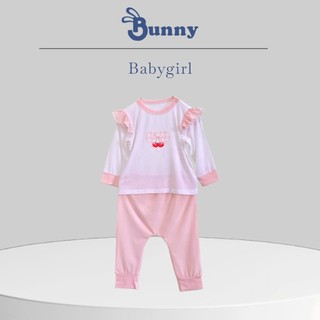 (4-15kg) Bộ quần áo cài vai Bunnybaby cho bé gái chất thun Modal mềm mát