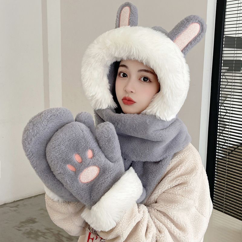Mũ bông khăn quàng kèm bao tay 2 mẫu mới xinh dễ thương